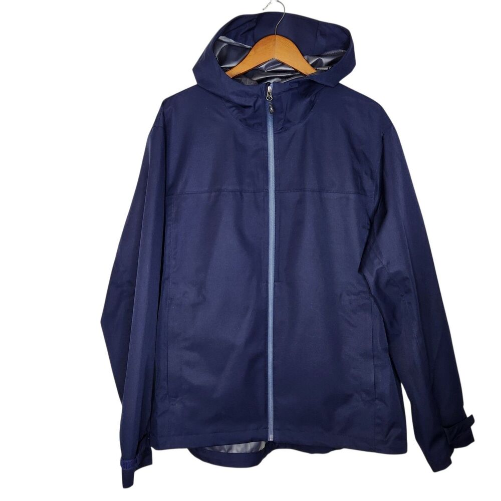 SWISS TECH Mens XL Navy Blue Lightweight Hooded Full Zip Windbreaker Jacket